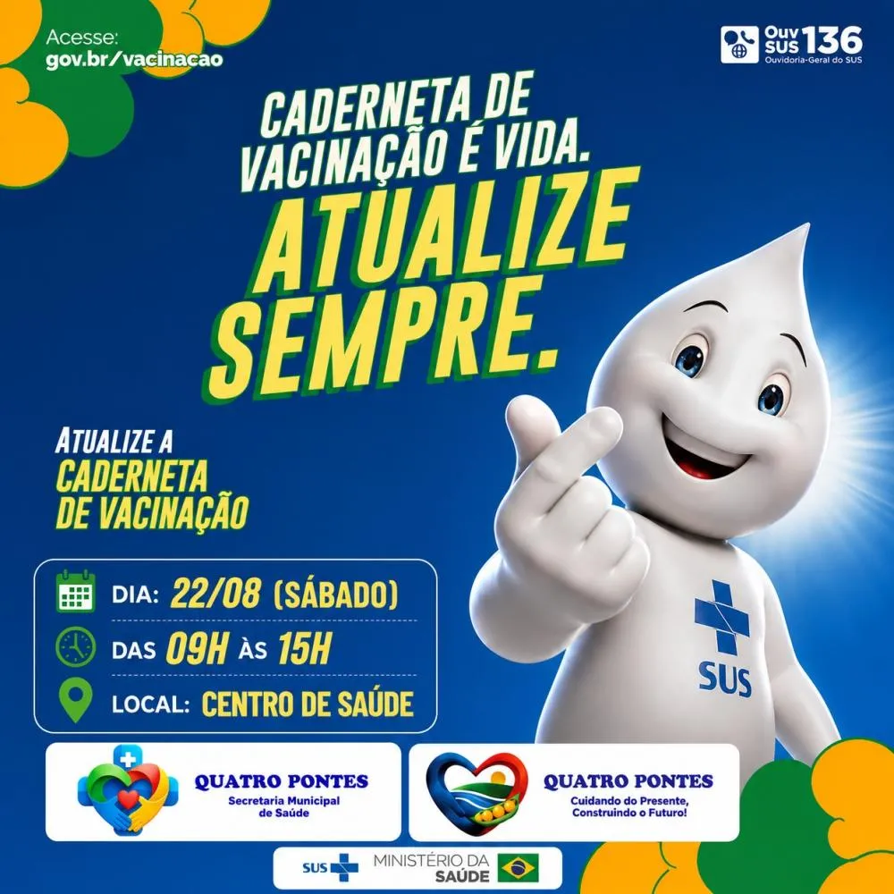 Secretaria de Saúde de Quatro Pontes realiza Campanha de Multivacinação neste sábado