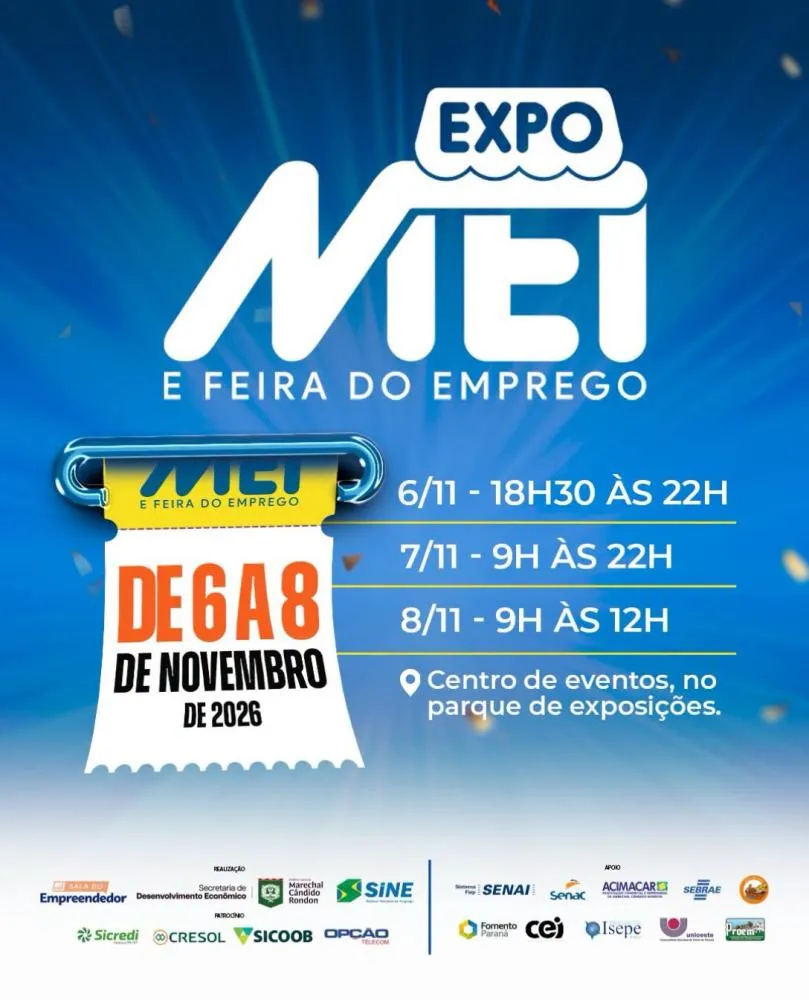 Expo MEI e Feira do Emprego acontecem de 6 a 8 de novembro em Marechal Cândido Rondon